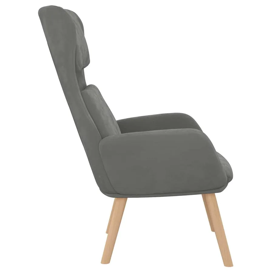Chaise de relaxation Gris foncé Velours - 4
