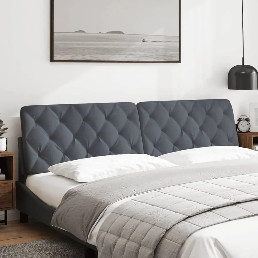 Coussin de tête de lit gris foncé 200 cm velours - 3