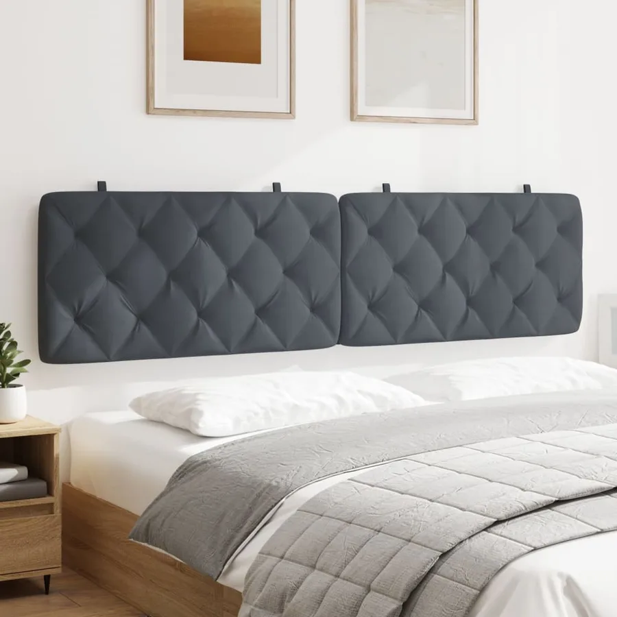 Coussin de tête de lit gris foncé 200 cm velours - 4