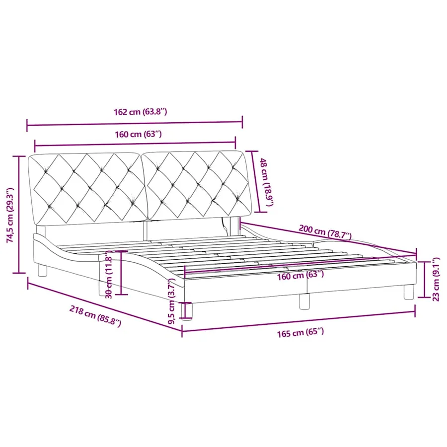 Cadre de lit avec LED sans matelas bleu 160x200 cm velours - 15