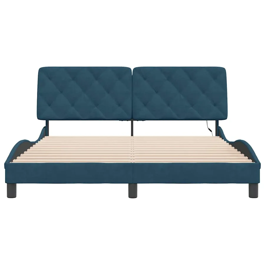Cadre de lit avec LED sans matelas bleu 160x200 cm velours - 6