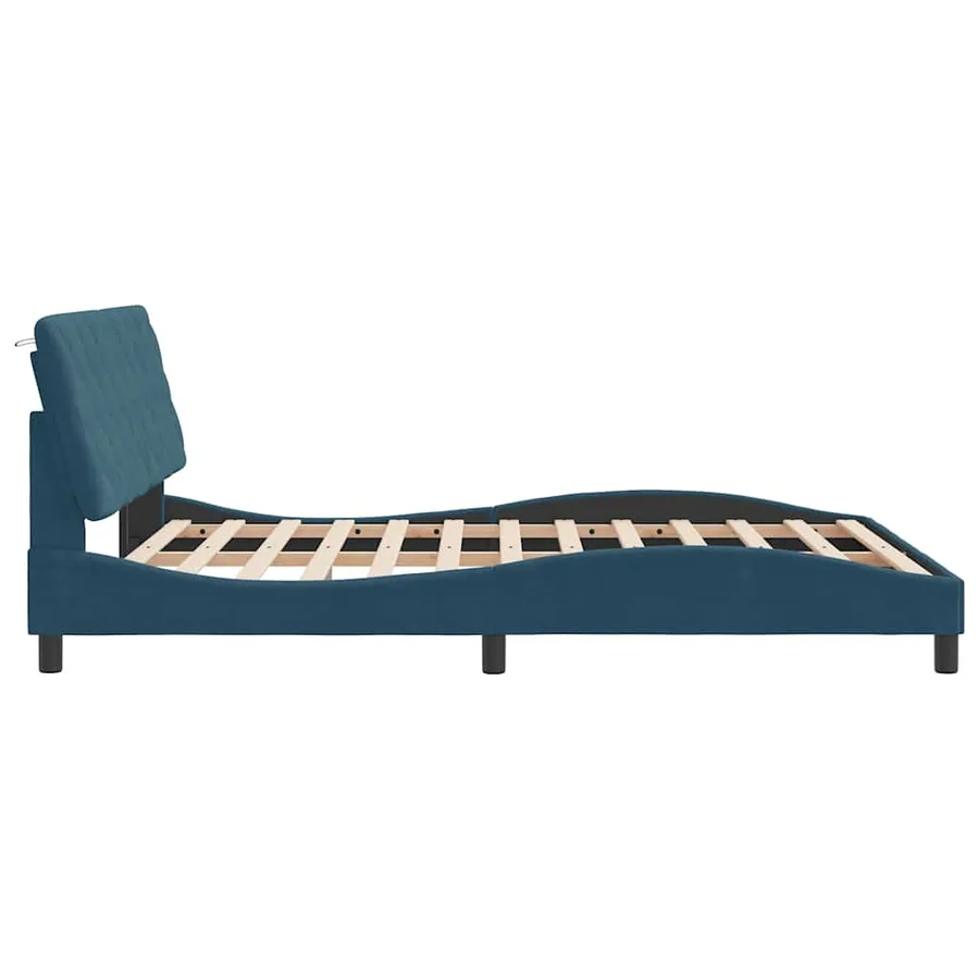 Cadre de lit avec LED sans matelas bleu 160x200 cm velours - 7