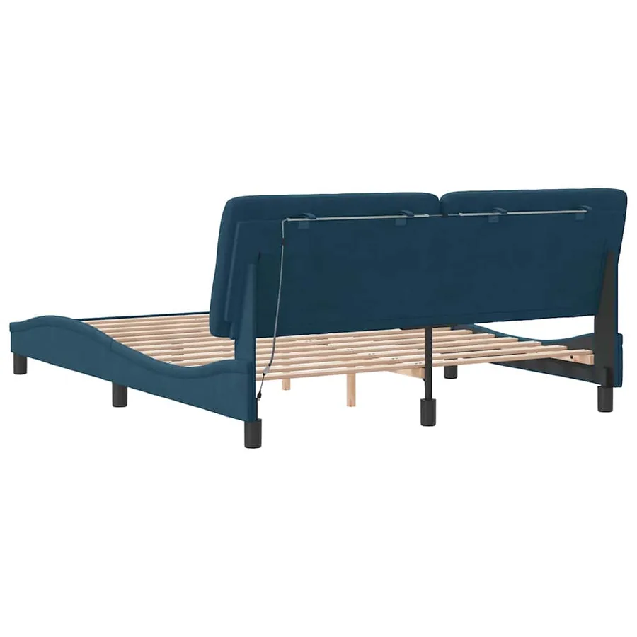 Cadre de lit avec LED sans matelas bleu 160x200 cm velours - 8