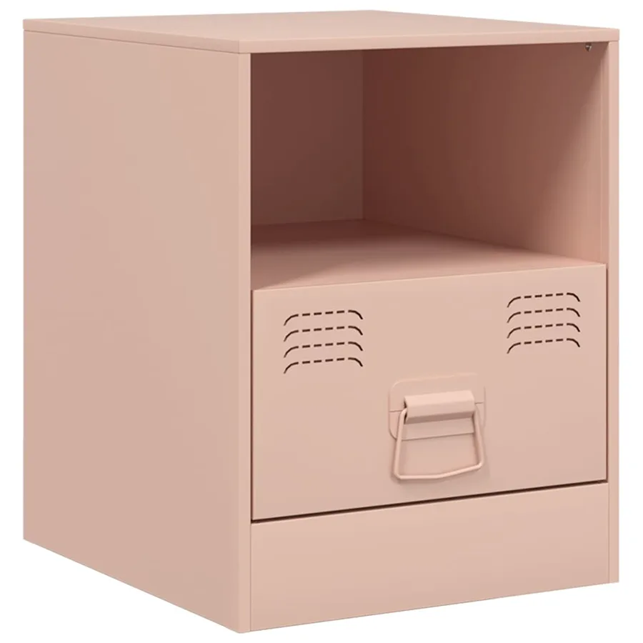 Table de chevet rose 34,5x39x44 cm acier - 2