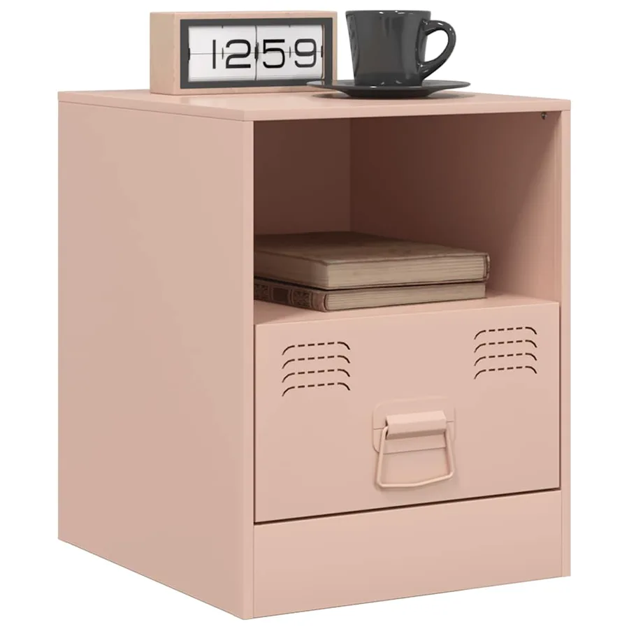 Table de chevet rose 34,5x39x44 cm acier - 4
