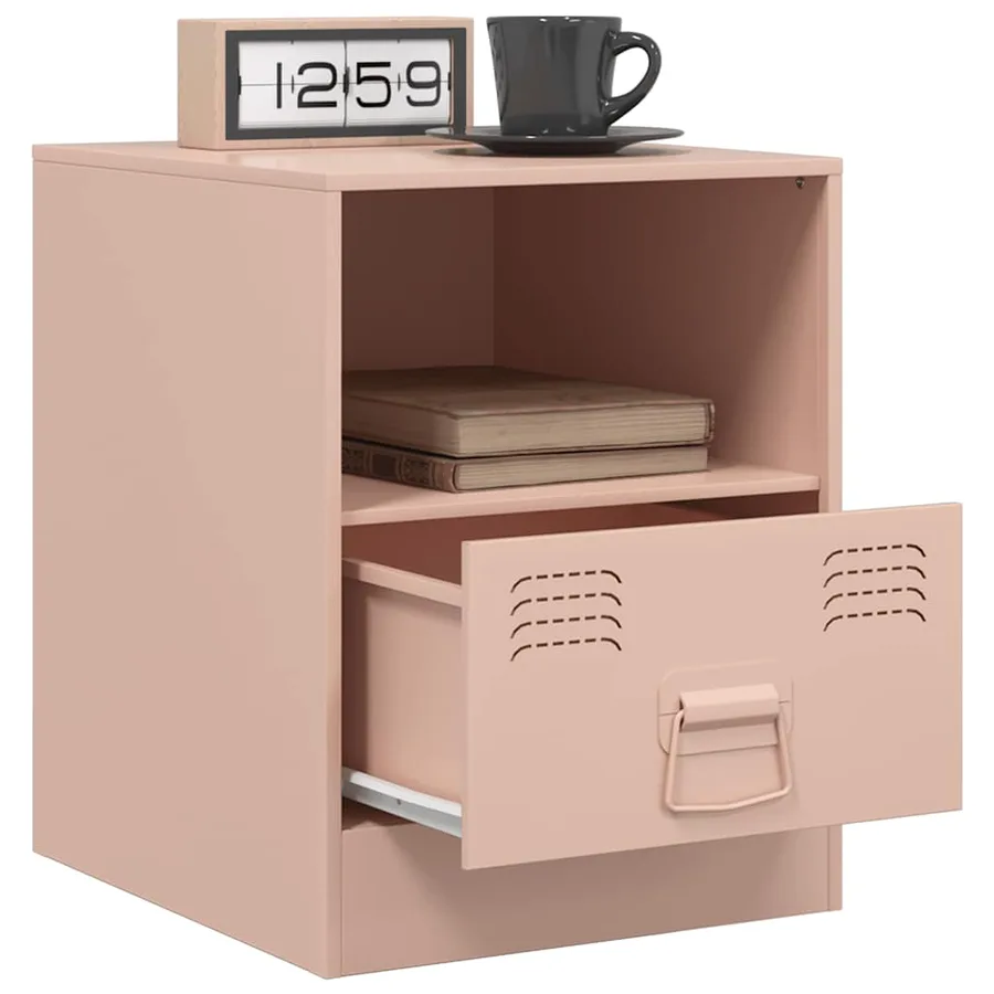 Table de chevet rose 34,5x39x44 cm acier - 5