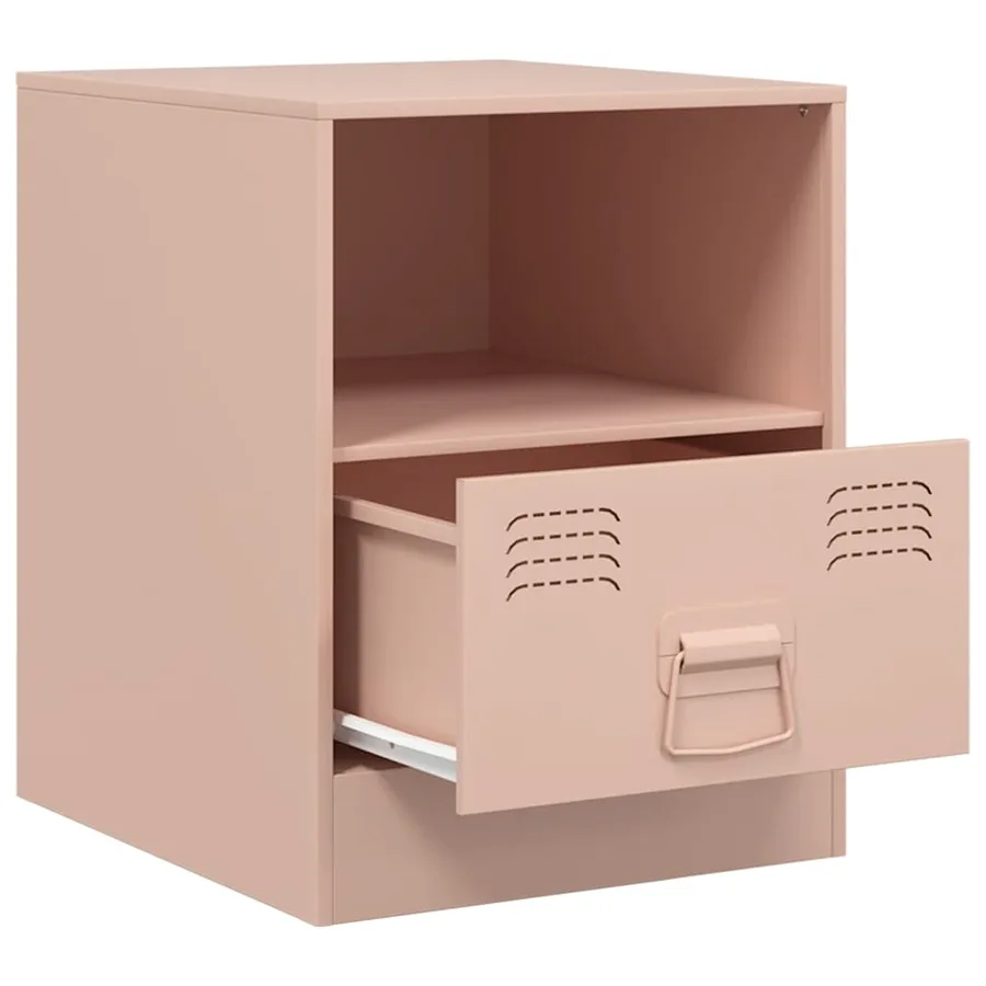 Table de chevet rose 34,5x39x44 cm acier - 7