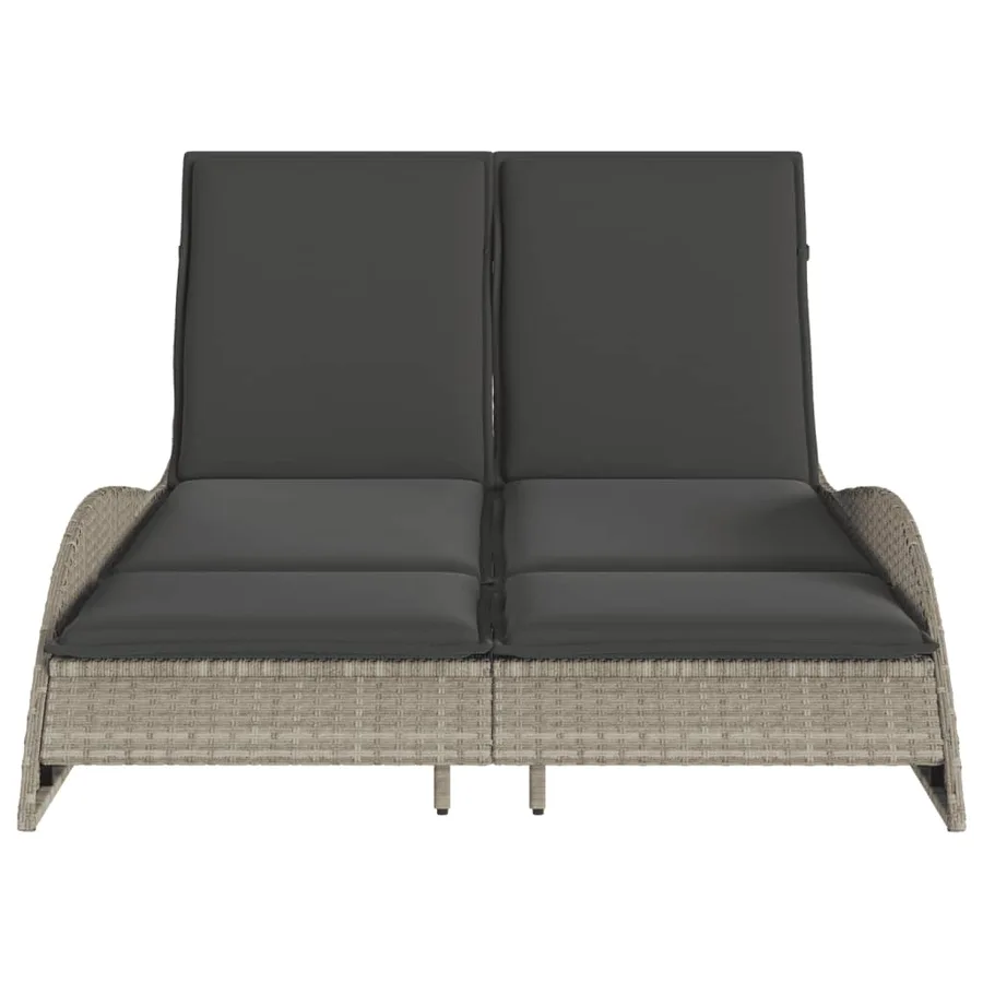 Chaise longue avec coussins gris clair 114x205x73 cm poly rotin - 4