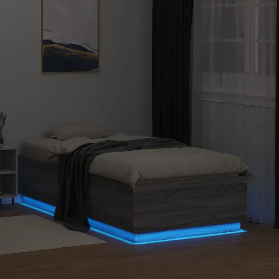 Cadre de lit avec LED sans matelas sonoma gris 75x190 cm - 4