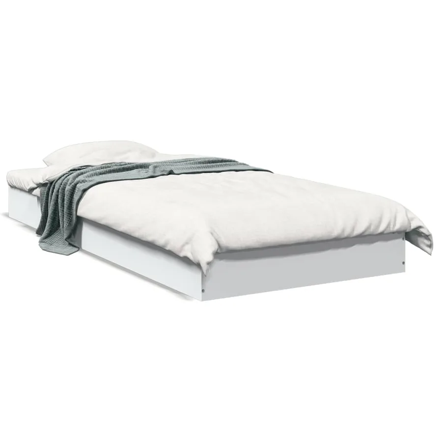 Cadre de lit sans matelas blanc 75x190 cm bois d'ingénierie - 2