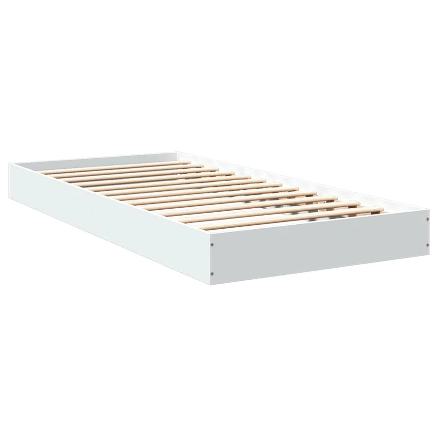 Cadre de lit sans matelas blanc 75x190 cm bois d'ingénierie - 3