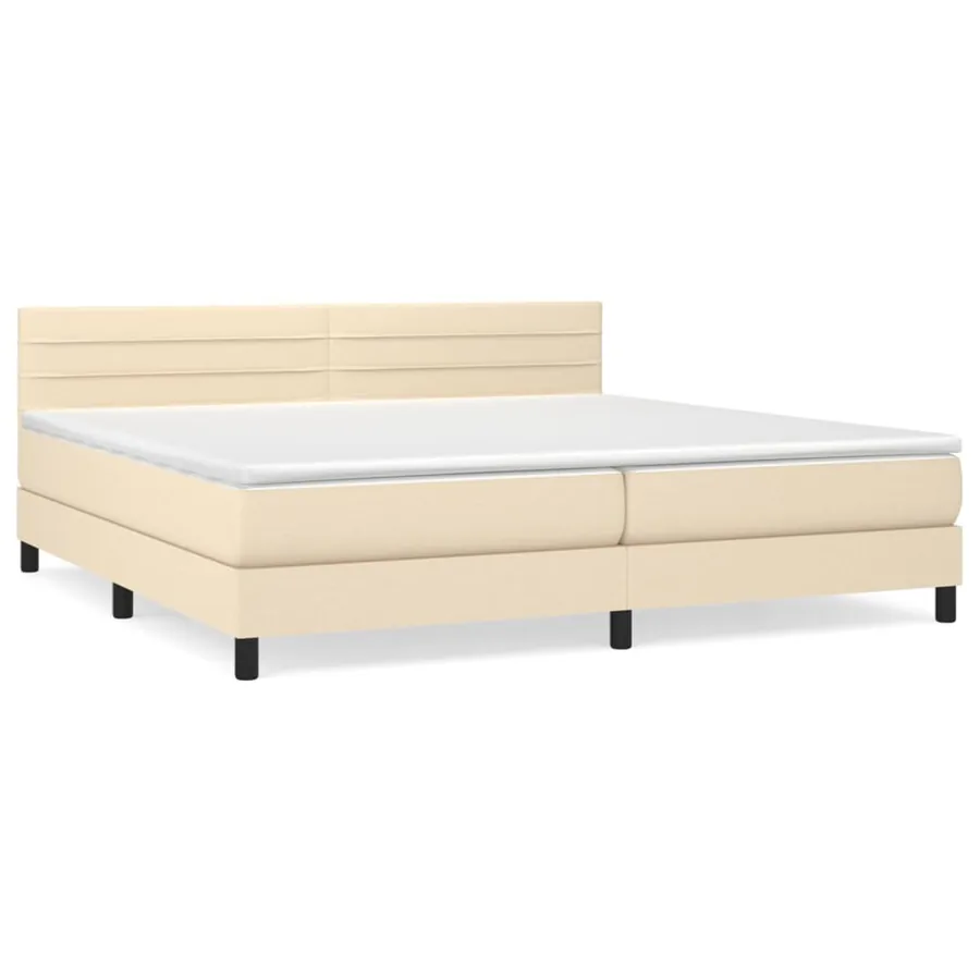 Sommier à lattes de lit avec matelas Crème 200x200 cm Tissu - 2