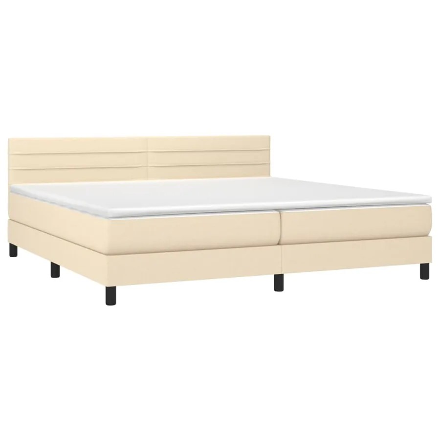 Sommier à lattes de lit avec matelas Crème 200x200 cm Tissu - 3