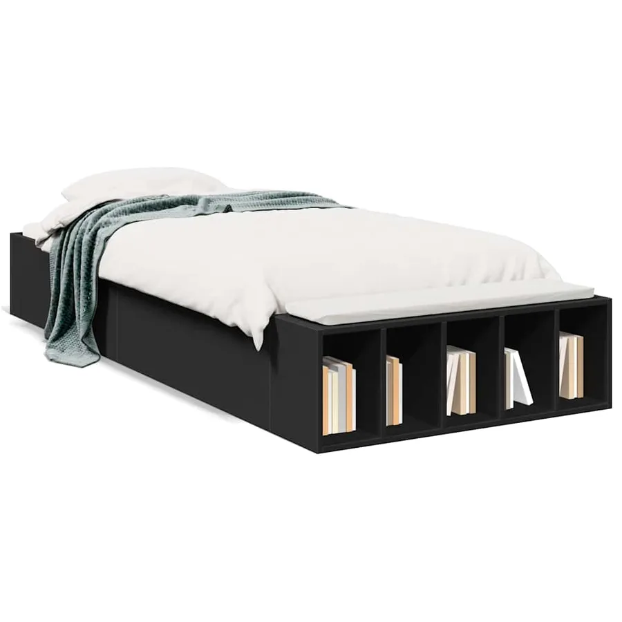 Cadre de lit sans matelas noir 75x190 cm - 2