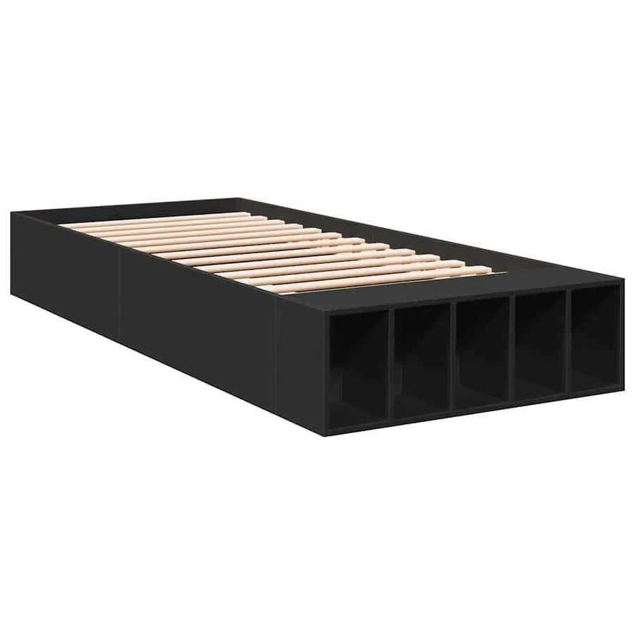Cadre de lit sans matelas noir 75x190 cm - 3