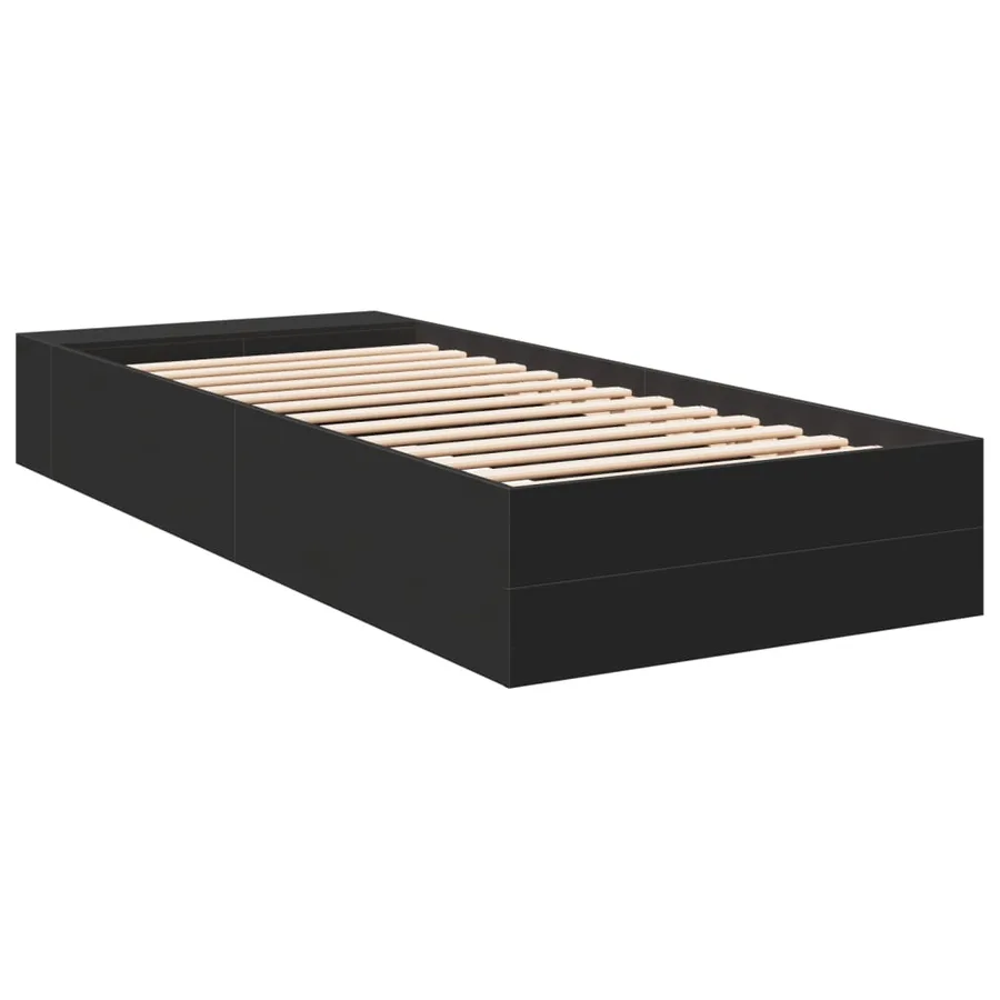Cadre de lit sans matelas noir 75x190 cm - 6