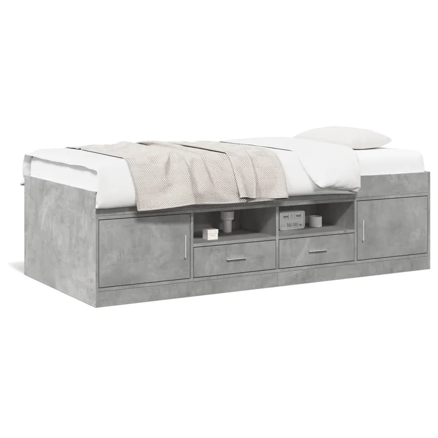 Lit de jour avec tiroirs sans matelas gris béton 90x190 cm - 2