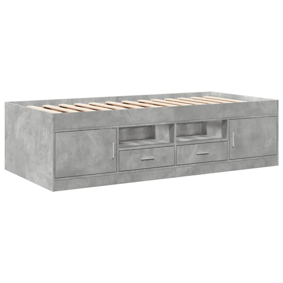 Lit de jour avec tiroirs sans matelas gris béton 90x190 cm - 3
