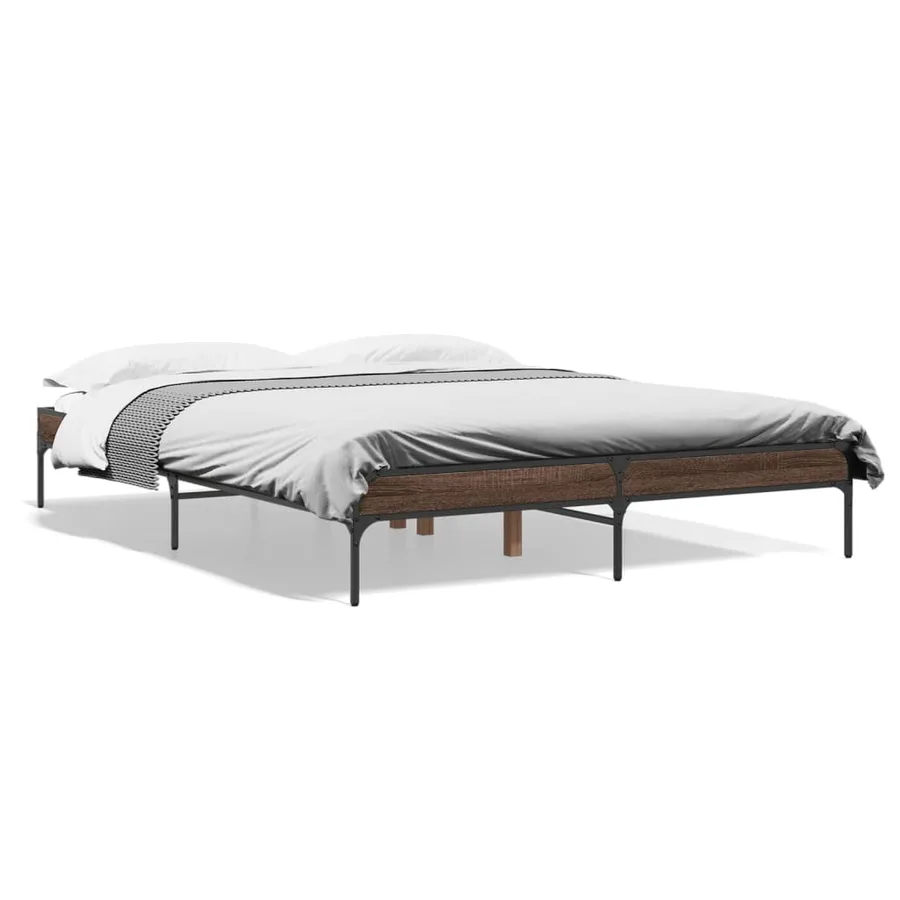 Cadre de lit sans matelas chêne marron 160x200 cm - 2