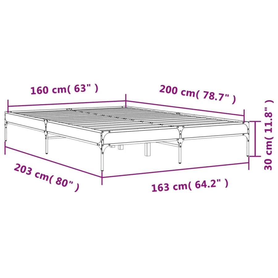 Cadre de lit sans matelas chêne marron 160x200 cm - 9