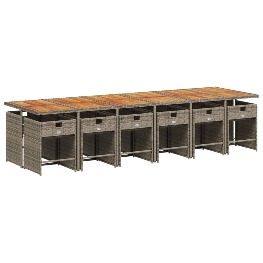 Ensemble à manger de jardin coussins 13 pcs gris résine tressée - 3