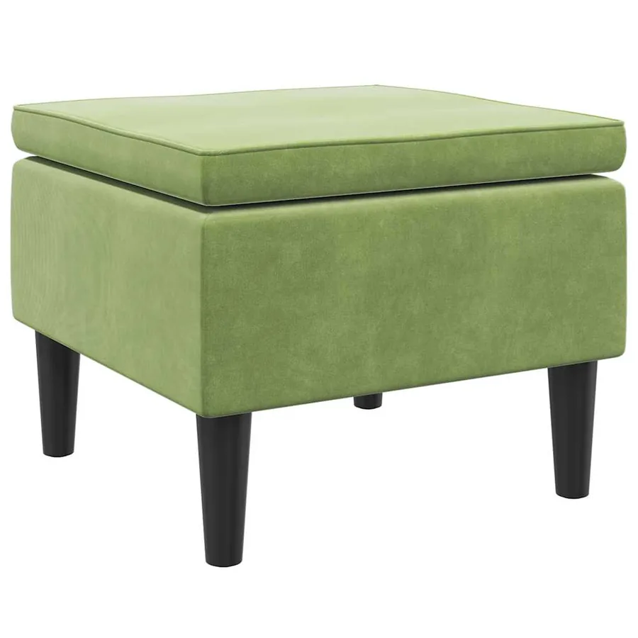 Tabouret avec pieds en bois Vert clair Velours - 2