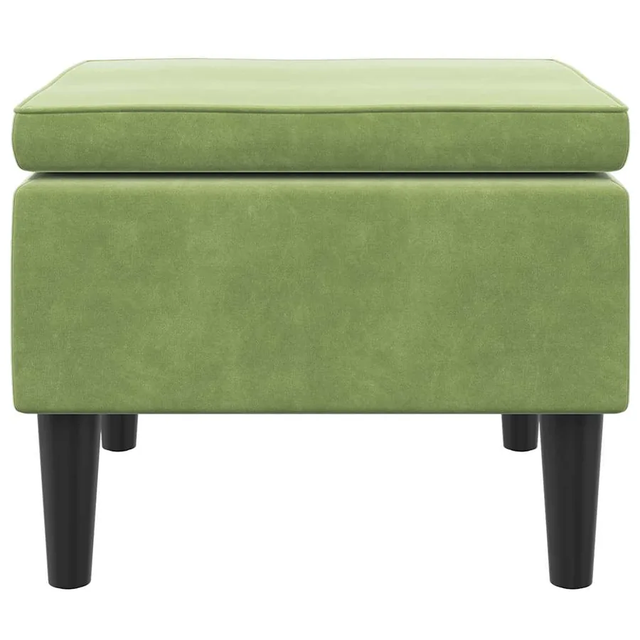 Tabouret avec pieds en bois Vert clair Velours - 4