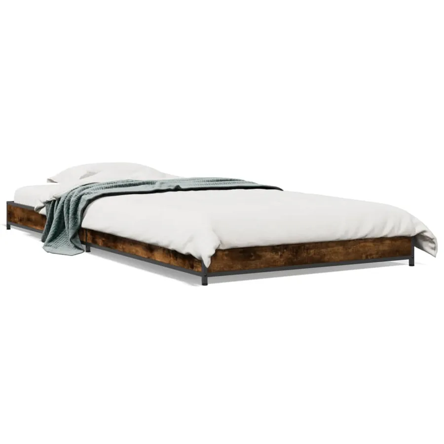 Cadre de lit sans matelas chêne fumé 75x190 cm - 2