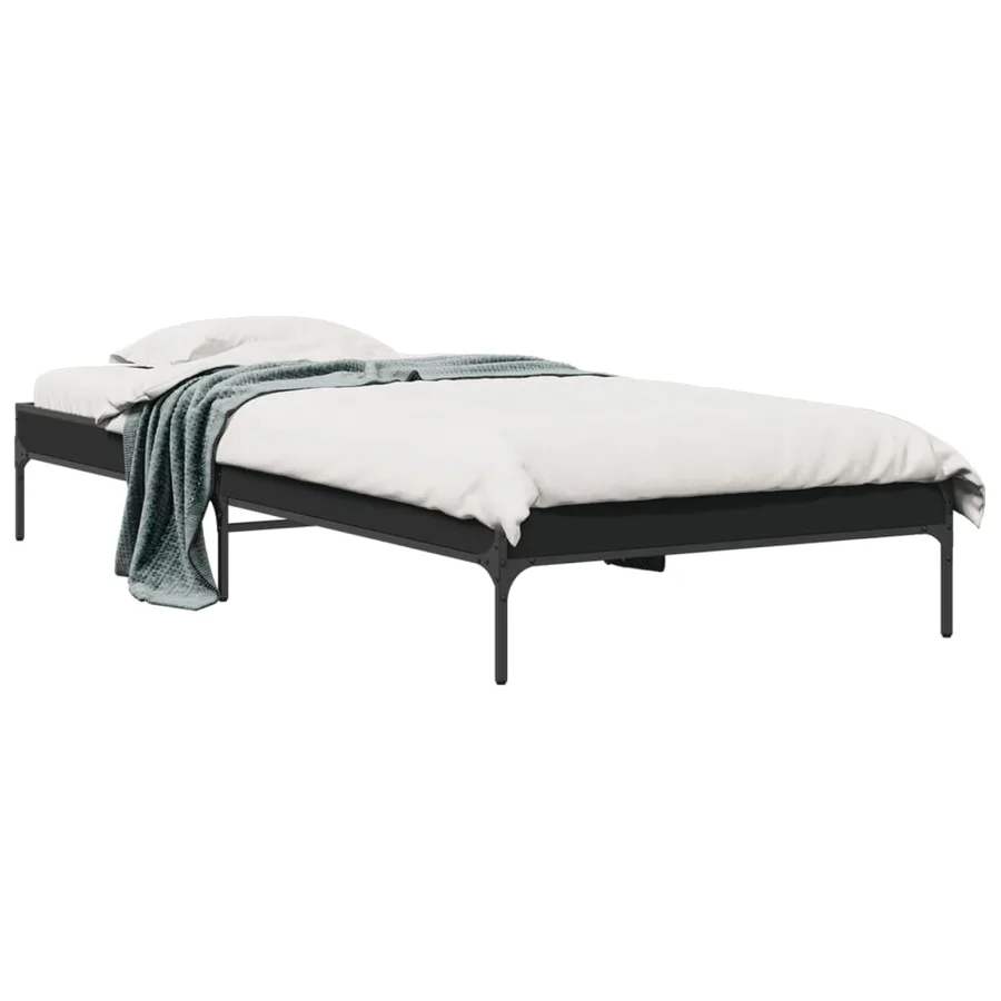Cadre de lit sans matelas noir 90x200 cm - 2