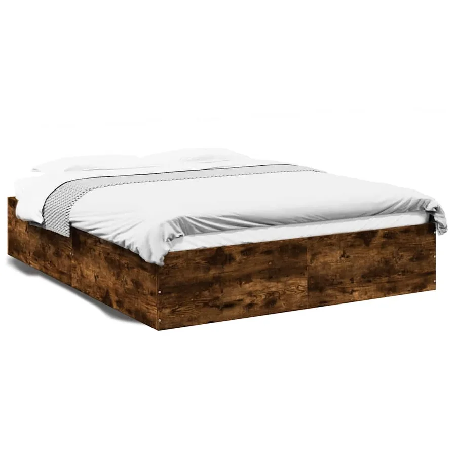 Cadre de lit sans matelas chêne fumé 150x200 cm - 2