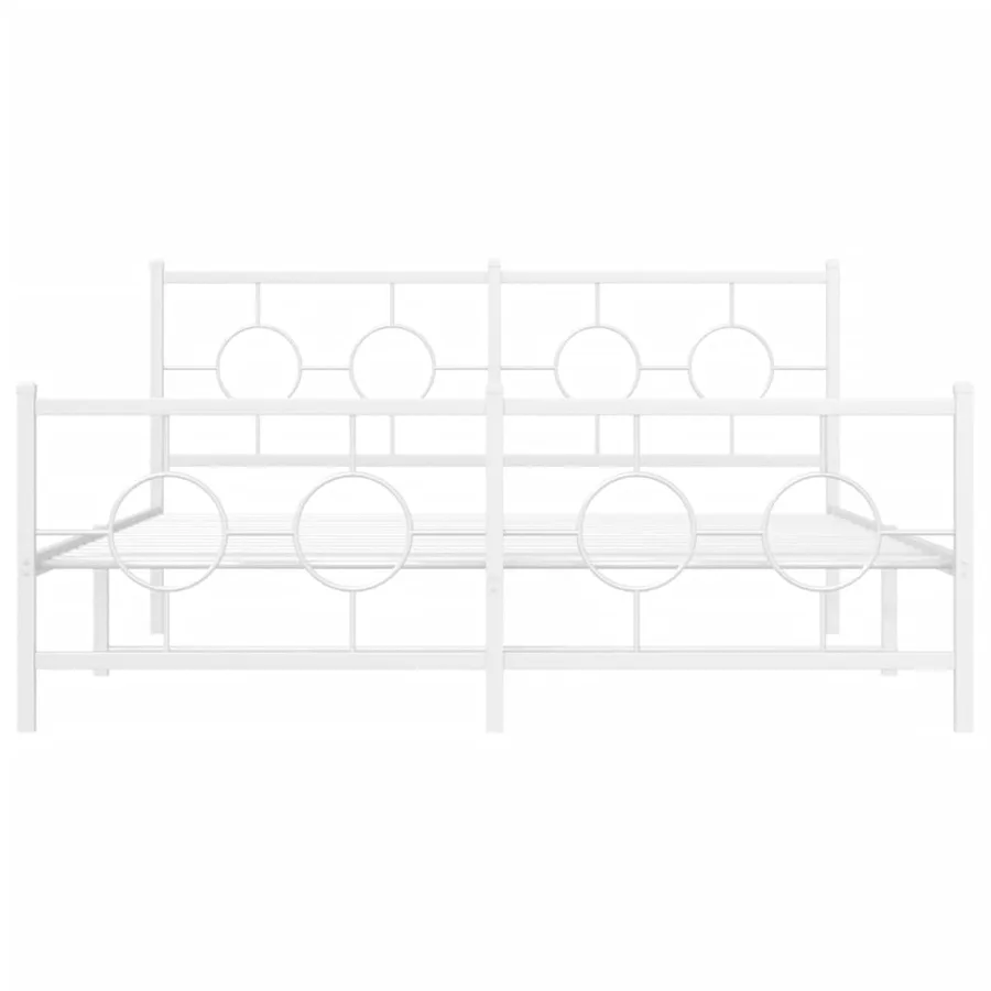 Cadre de lit métal sans matelas et pied de lit blanc 150x200 cm - 5