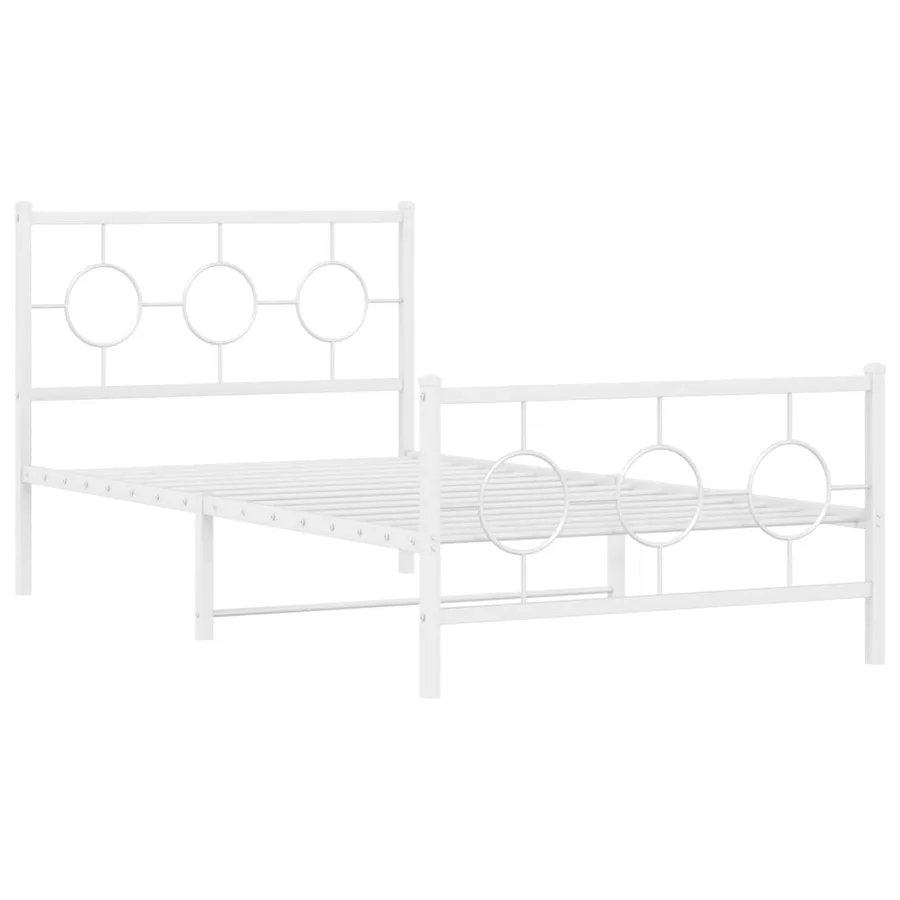 Cadre de lit métal sans matelas et pied de lit blanc 100x200 cm - 3