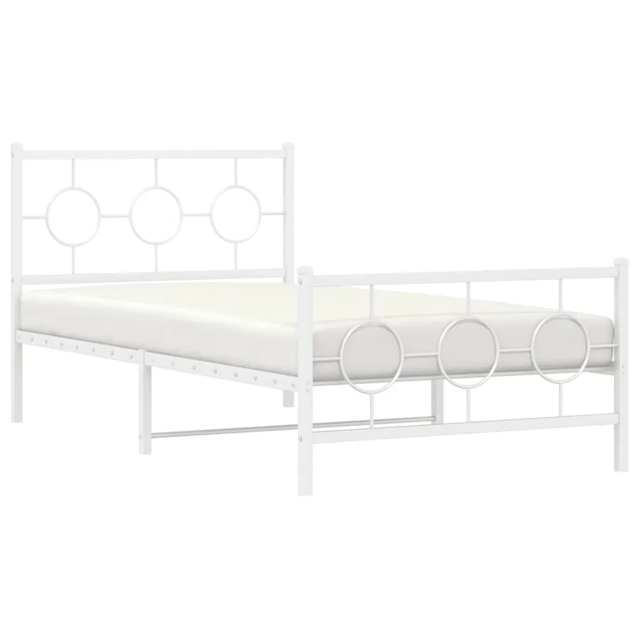 Cadre de lit métal sans matelas et pied de lit blanc 100x200 cm - 4