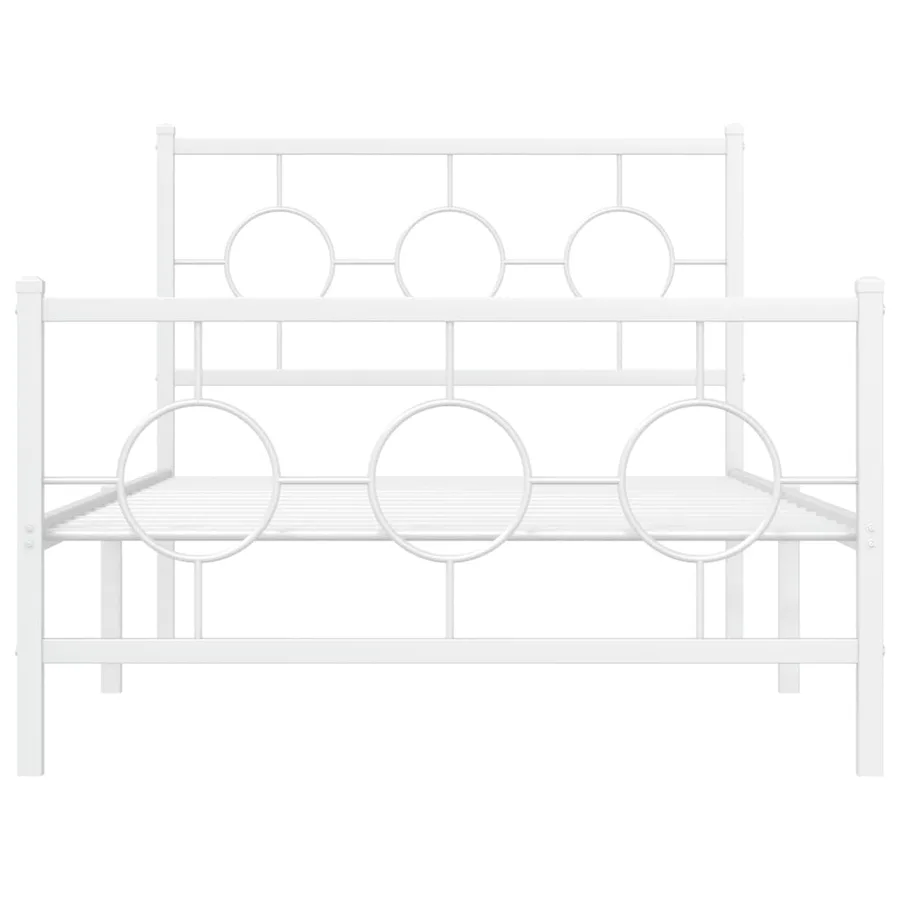Cadre de lit métal sans matelas et pied de lit blanc 100x200 cm - 5