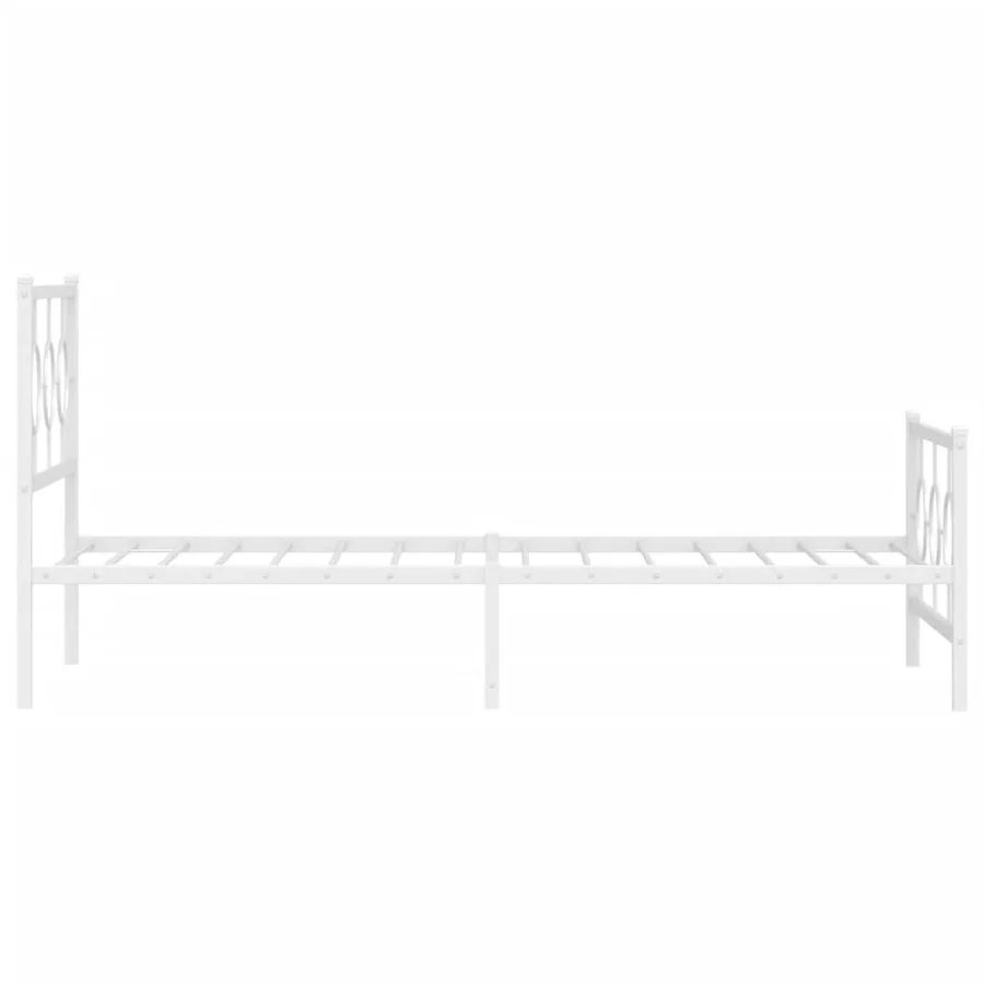 Cadre de lit métal sans matelas et pied de lit blanc 100x200 cm - 6