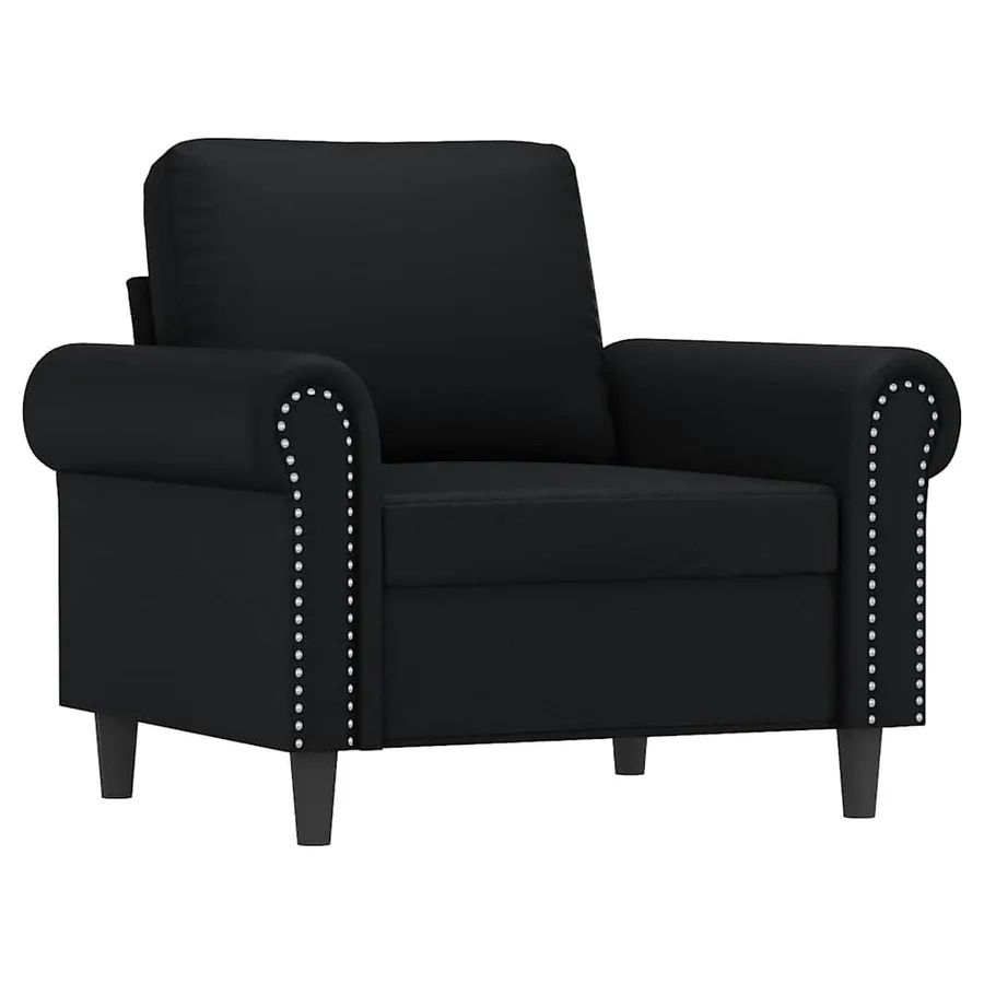 Fauteuil avec repose-pied Noir 60 cm Similicuir - 4