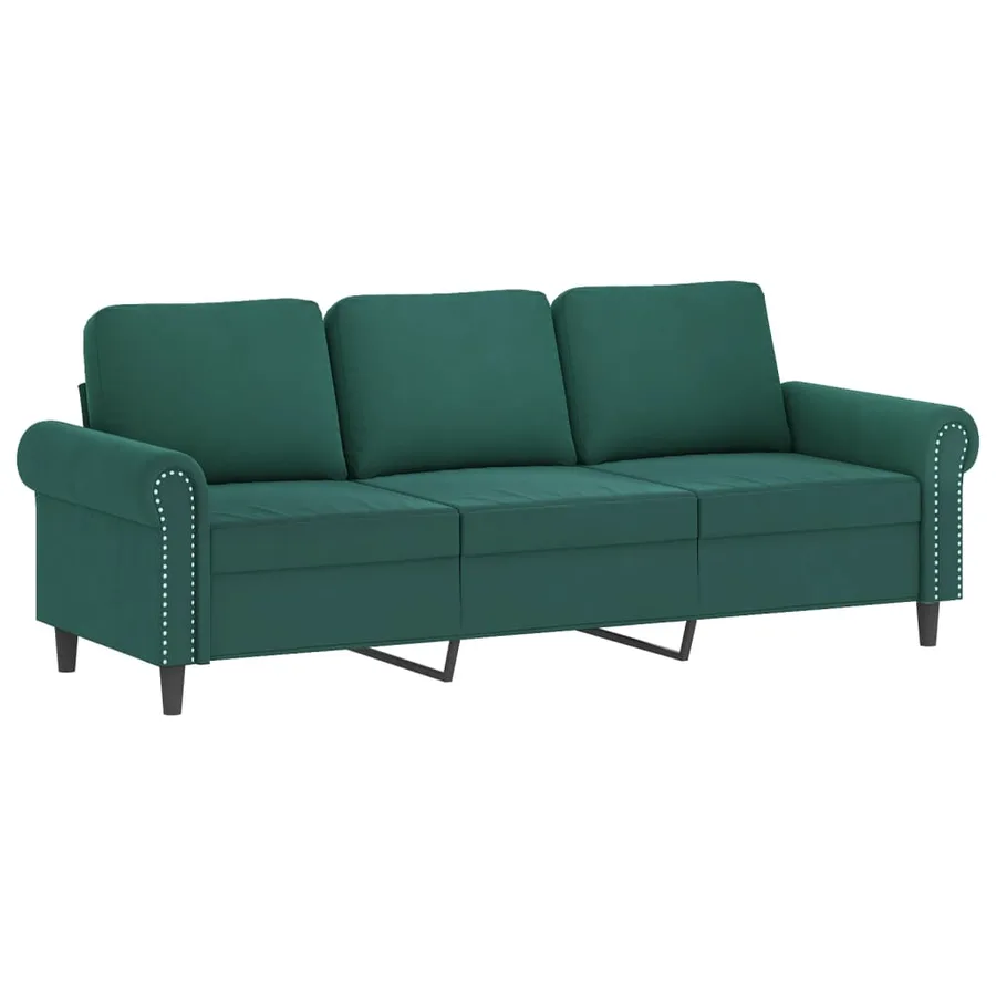 Ensemble de canapés 3 pcs avec coussins Vert foncé Velours - 4