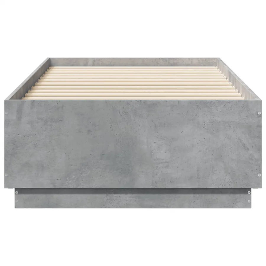 Cadre de lit avec LED sans matelas gris béton 75x190 cm - 6