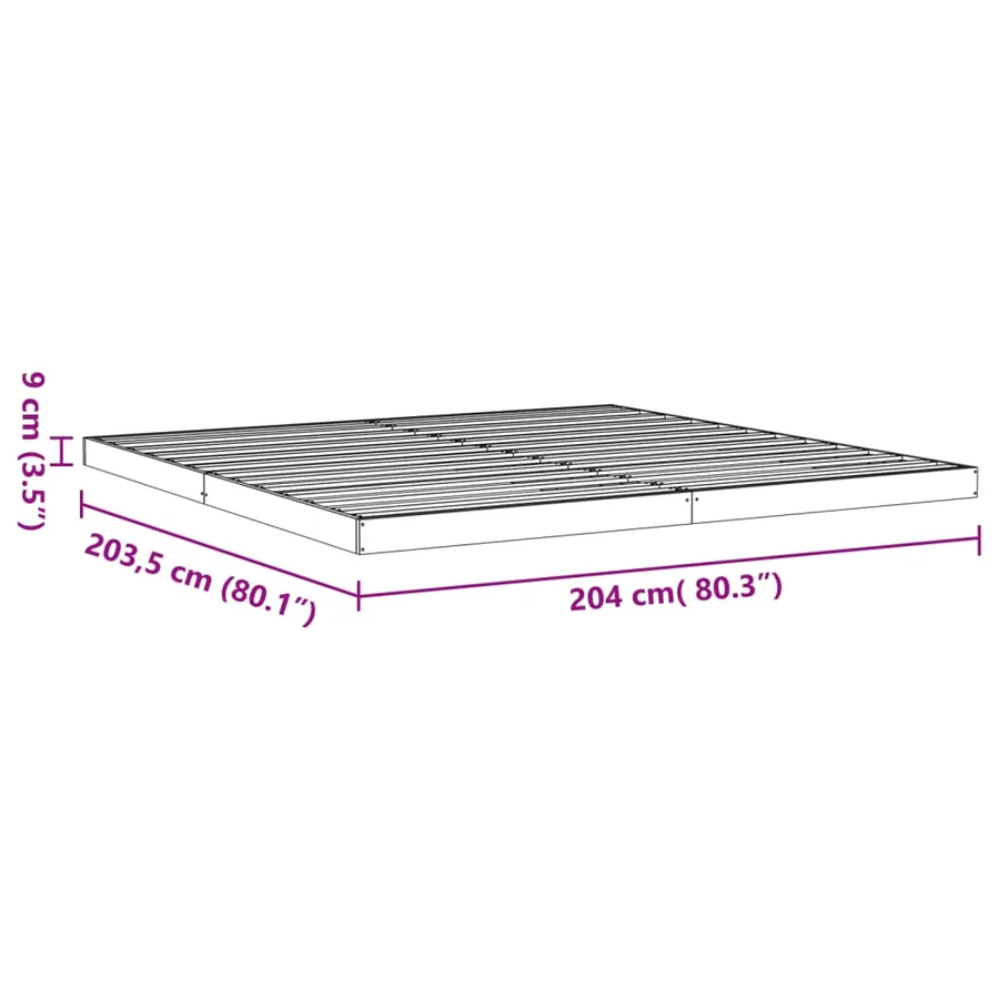 Cadre de lit sans matelas cire marron 200x200cm bois pin massif - 10