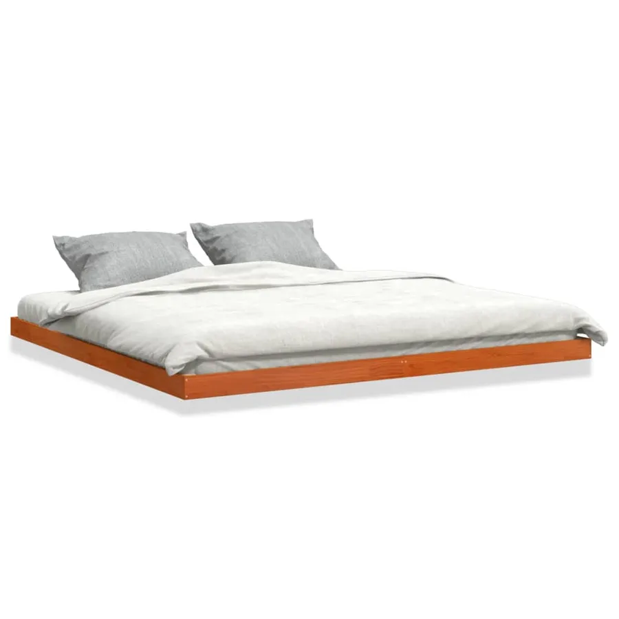 Cadre de lit sans matelas cire marron 200x200cm bois pin massif - 2