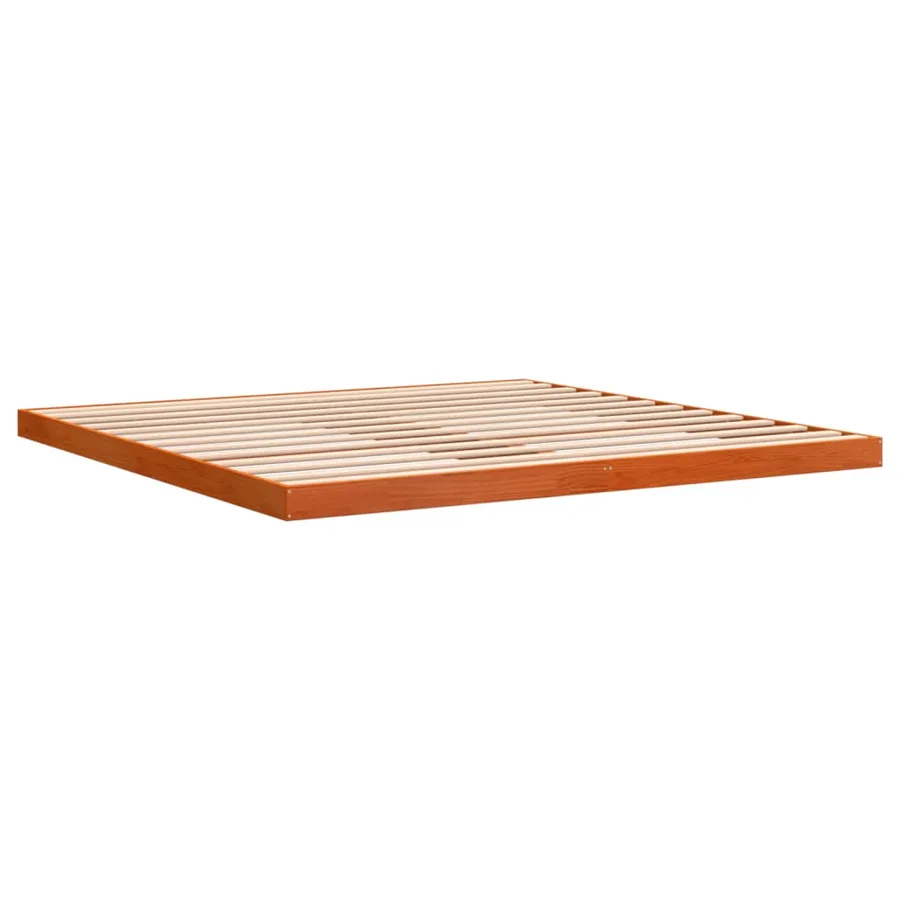 Cadre de lit sans matelas cire marron 200x200cm bois pin massif - 4
