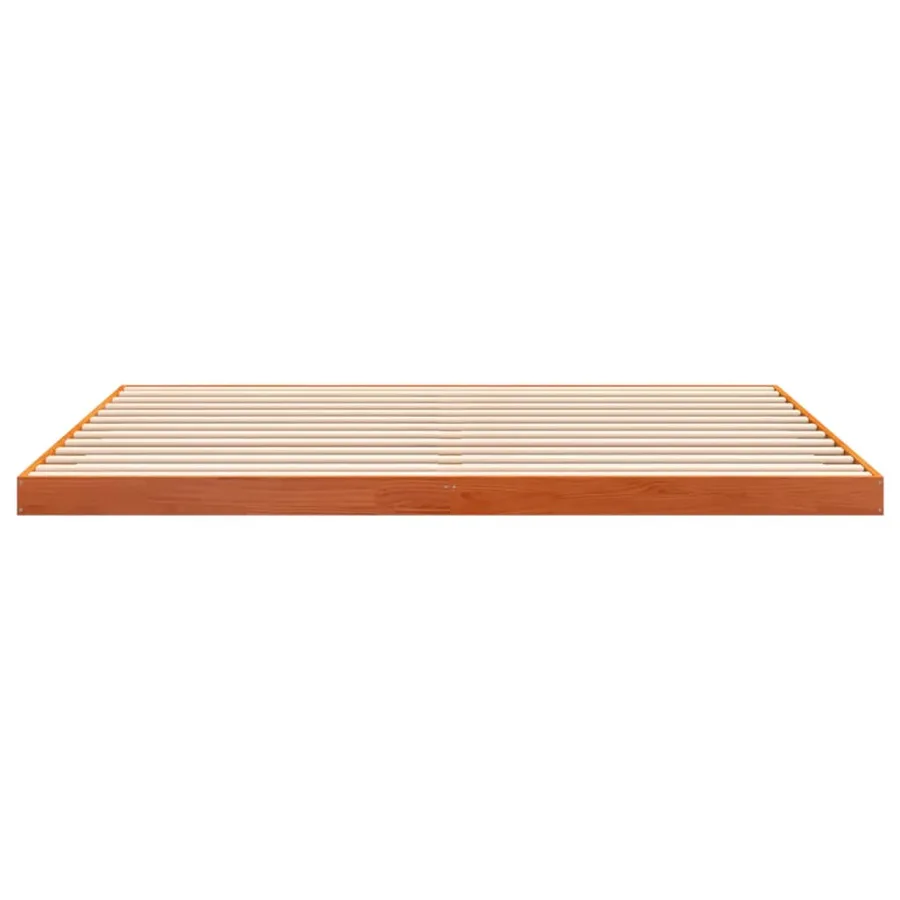 Cadre de lit sans matelas cire marron 200x200cm bois pin massif - 5