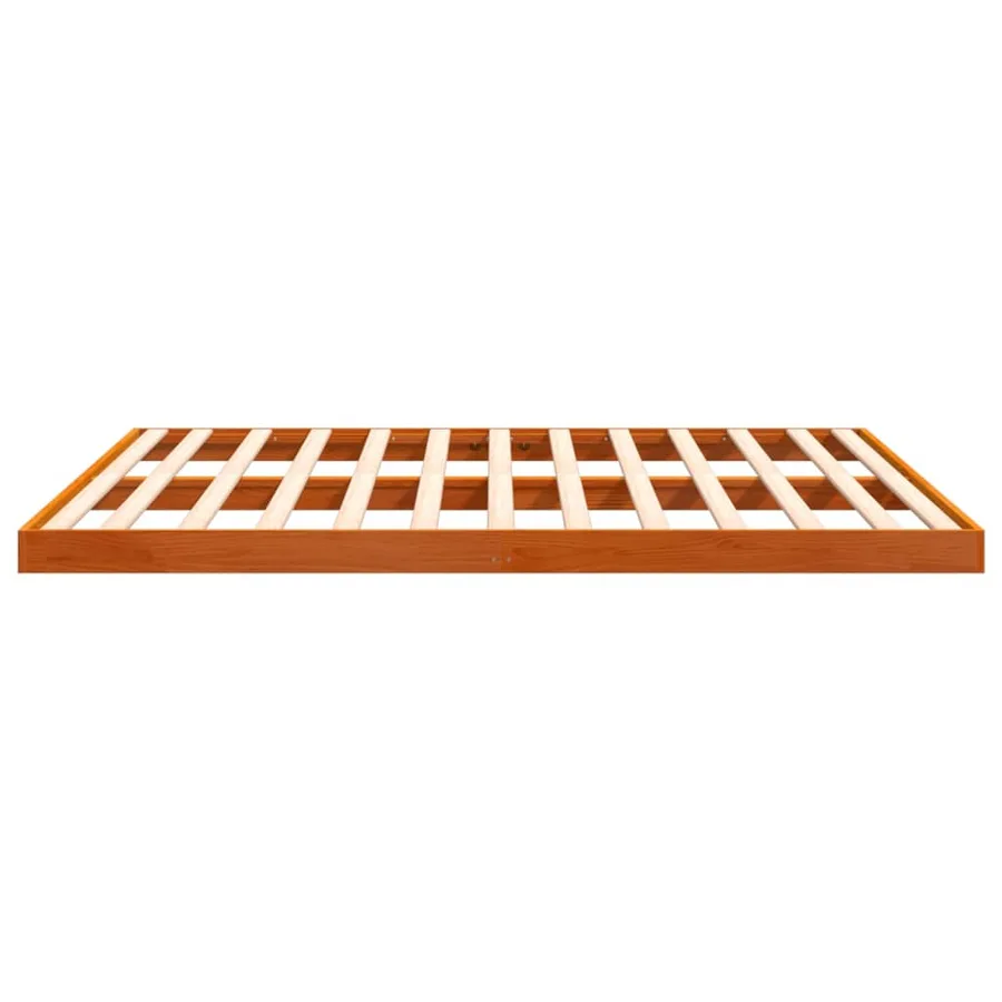 Cadre de lit sans matelas cire marron 200x200cm bois pin massif - 6