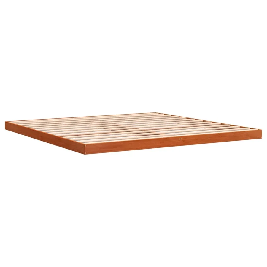 Cadre de lit sans matelas cire marron 200x200cm bois pin massif - 7