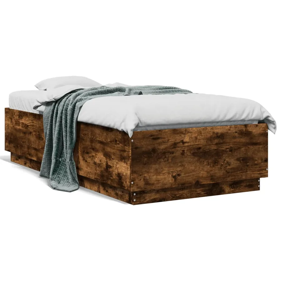 Cadre de lit avec LED sans matelas chêne fumé 90x190 cm - 5