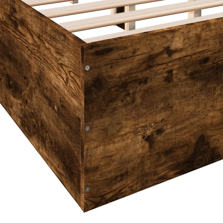 Cadre de lit sans matelas chêne fumé 135x190 cm - 8