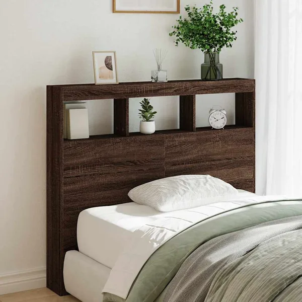 Armoire tête de lit avec LED chêne marron 120x17x102 cm
