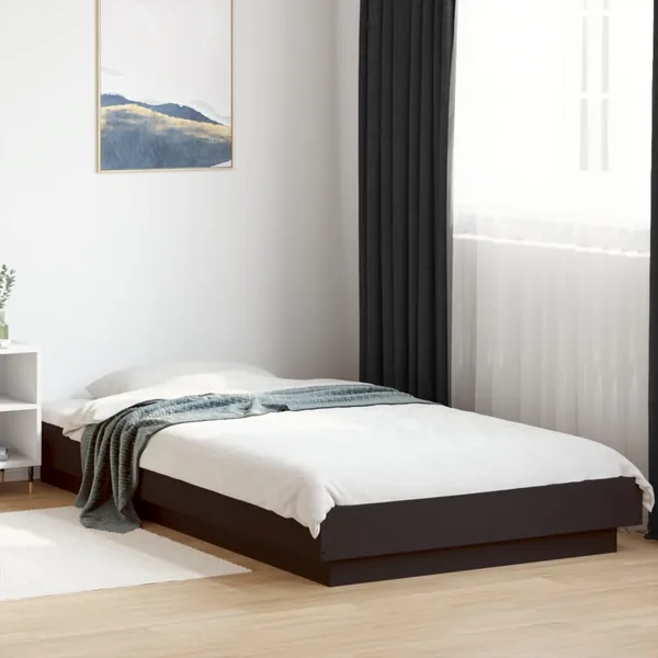 Cadre de lit sans matelas noir 75x190 cm