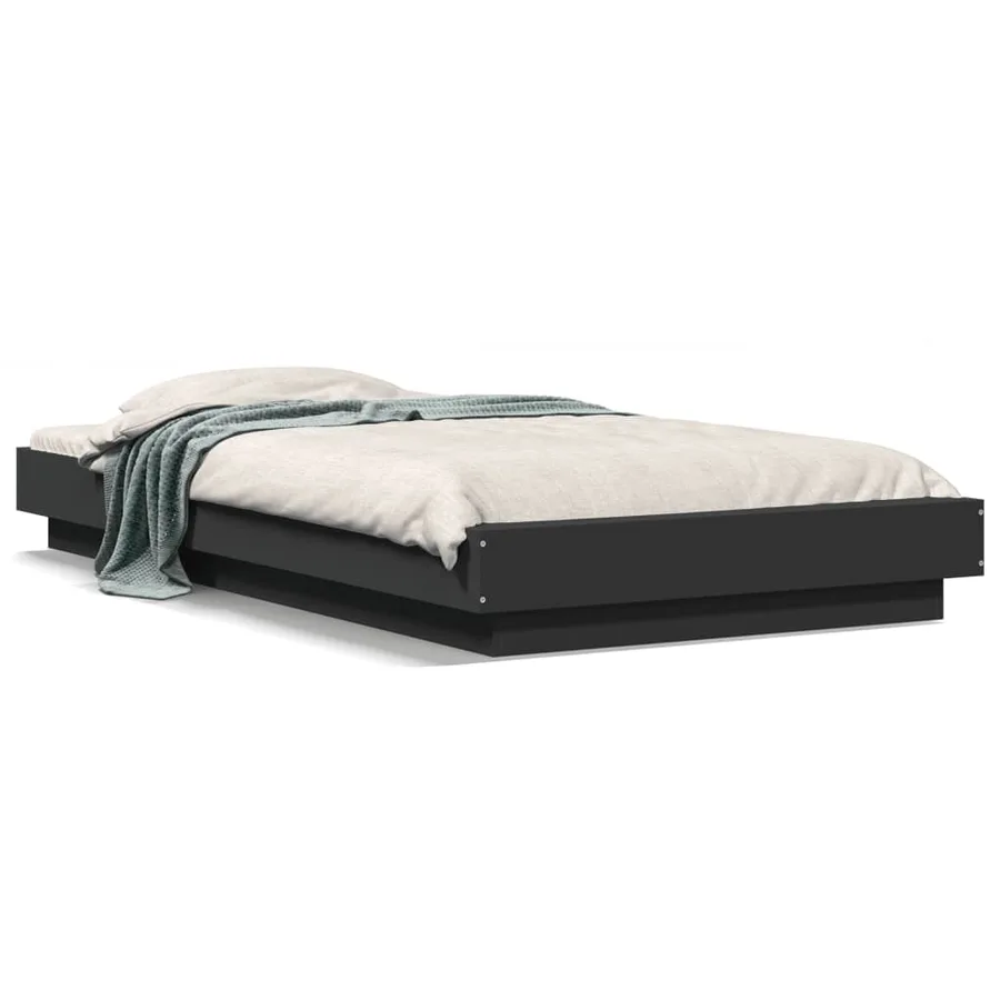 Cadre de lit sans matelas noir 75x190 cm - 2