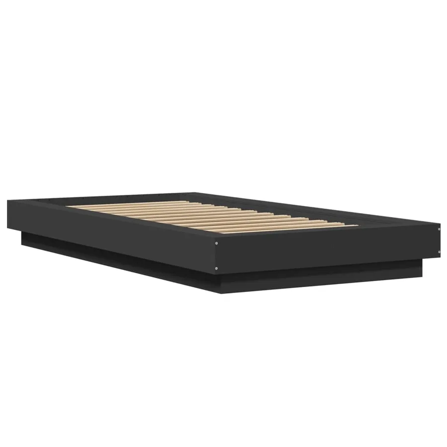 Cadre de lit sans matelas noir 75x190 cm - 3